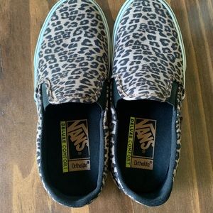 Leopard vans slip on shoes size 8